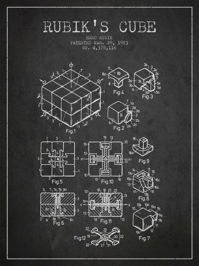 patent drawing of Rubiks Cube